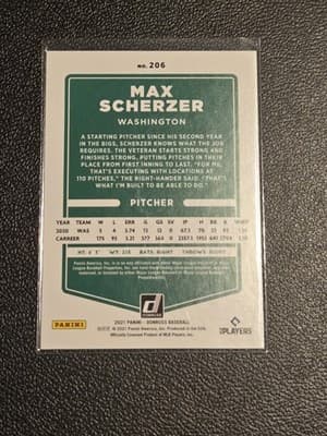2021 Donruss #206b Max Scherzer Holo Orange - Thumbnail 2