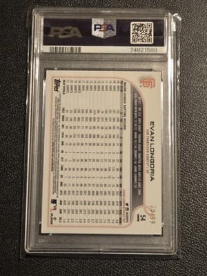 2022 Topps Chrome Sonic #54 Evan Longoria Green RayWave Refractor PSA 8 #/99 - Thumbnail 2