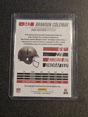 2014 Panini Hot Rookies #343 Brandon Coleman Rookie Signatures Red #/75 - Thumbnail 2