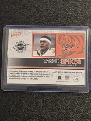 2002 Pacific Atomic #20 Takeo Spikes Game-Worn Jerseys - Thumbnail 2