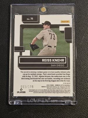 2022 Donruss Optic #71 Reiss Knehr Red, White, & Blue Prizm #/199 - Thumbnail 2