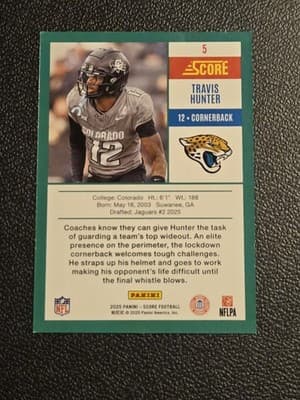 2025 Score #5 Travis Hunter Anniversary Rookies Red - Thumbnail 2