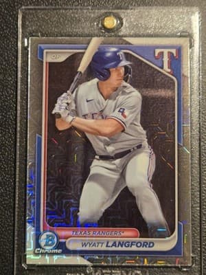 2024 Bowman #BCP-64 Wyatt Langford Chrome Prospects Mojo Refractors - Image 1