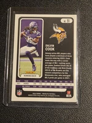 2022 Panini Absolute #91 Dalvin Cook Green - Thumbnail 2