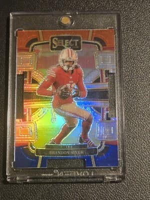 2023 Panini Select #89 Brandon Aiyuk Red and Blue Prizms Die Cuts - Image 1