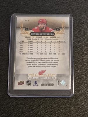 2018-19 Upper Deck Artifacts #122 Henrik Zetterberg Emerald #/99 - Thumbnail 2