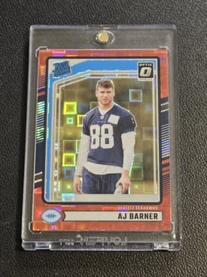 2024 Donruss #367 A.J. Barner Optic Rated Rookies Preview Red Pandora - Image 1