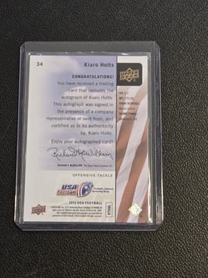 2011 Upper Deck USA Football #34 Kiaro Holts Autographs - Thumbnail 2