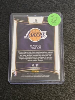 2018-19 Panini Select #44 Brandon Ingram Neon Green Prizms #/75 - Thumbnail 2