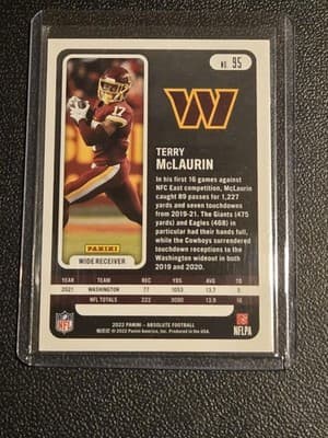 2022 Panini Absolute #95 Terry McLaurin Green - Thumbnail 2