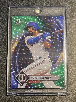 2022 Bowman Platinum #64 Marcus Semien Green Icy Foil #/99 - Image 1