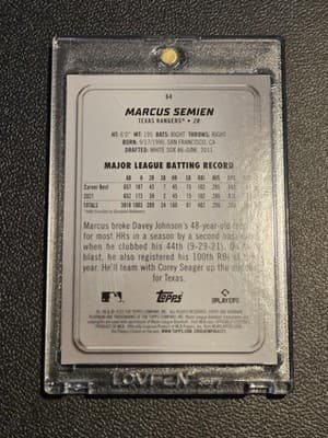 2022 Bowman Platinum #64 Marcus Semien Green Icy Foil #/99 - Thumbnail 2