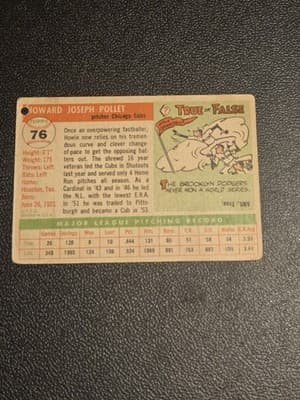 1955 Topps #76 Howie Pollet - Thumbnail 2