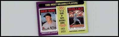 2024 Topps Heritage #197 1986 MVPs (Roger Clemens / Mike Schmidt) MVP - Image 1