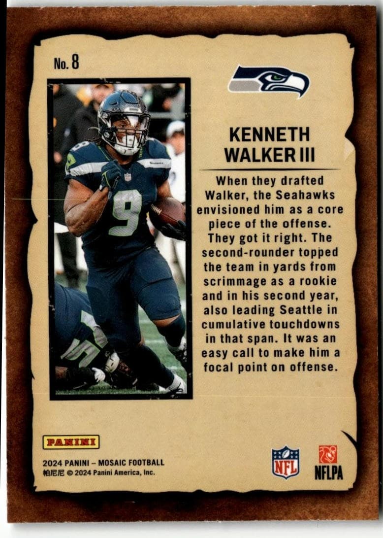 2024 Panini Mosaic #8 Kenneth Walker III Notoriety - Thumbnail 2