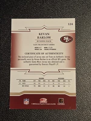 2005 Donruss Throwback Threads #124 Kevan Barlow Jerseys - Thumbnail 2