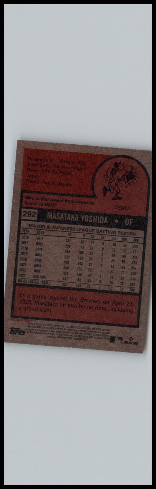 2024 Topps Heritage #292 Masataka Yoshida Boston Red Sox - Thumbnail 2