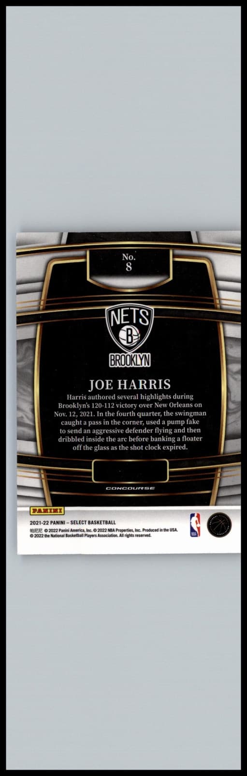 2021-22 Panini Select #8 Joe Harris Blue Prizms Brooklyn Nets - Thumbnail 2