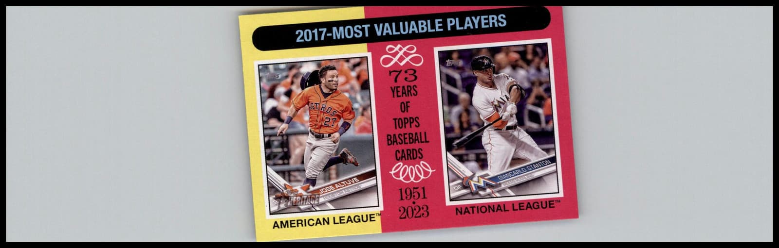 2024 Topps Heritage #210 2017 MVPs (Jose Altuve / Giancarlo Stanton) MVP - Image 1