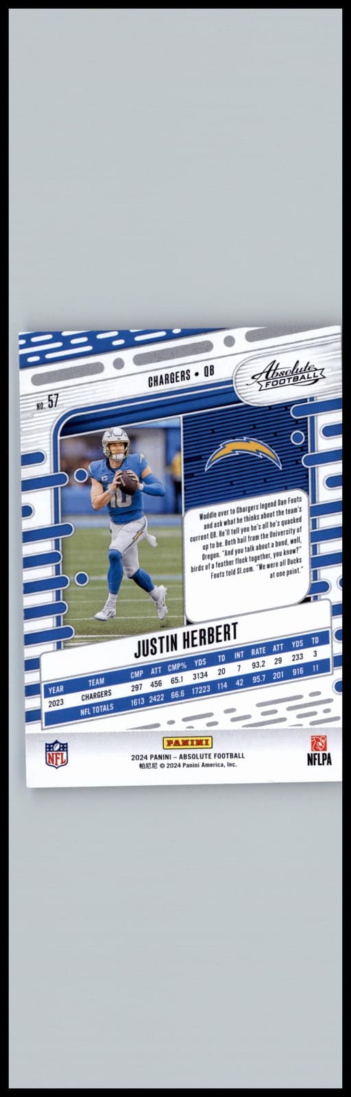 2024 Panini Absolute #57 Justin Herbert - Thumbnail 2