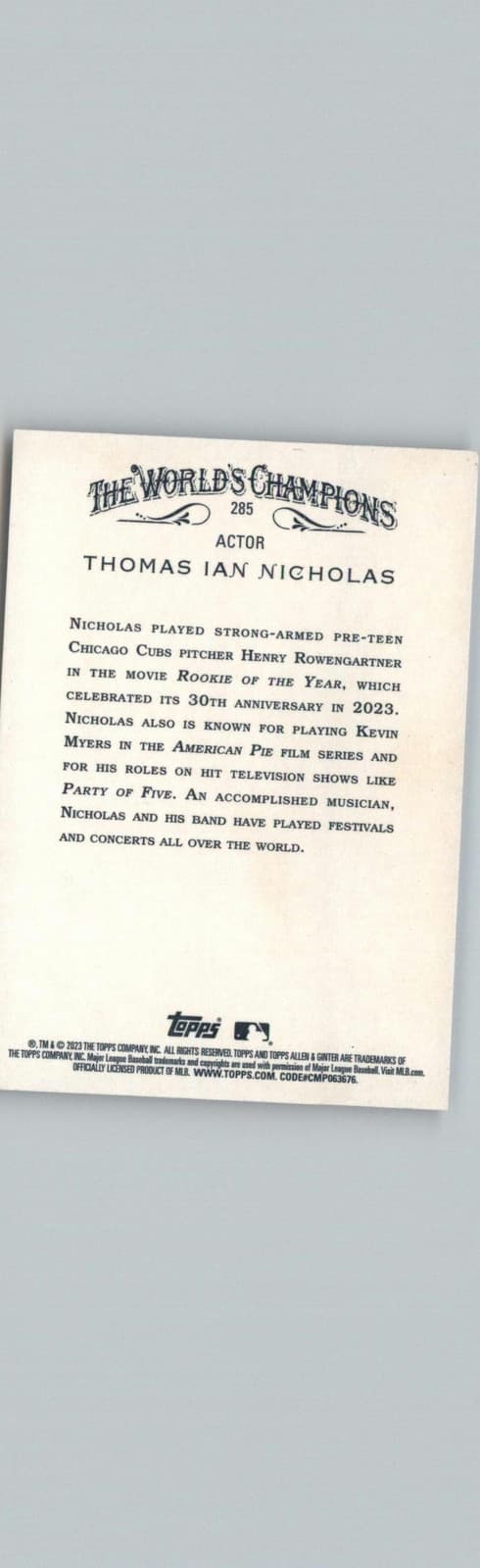 2023 Topps Allen & Ginter #285 Thomas Ian Nicholas - Thumbnail 2