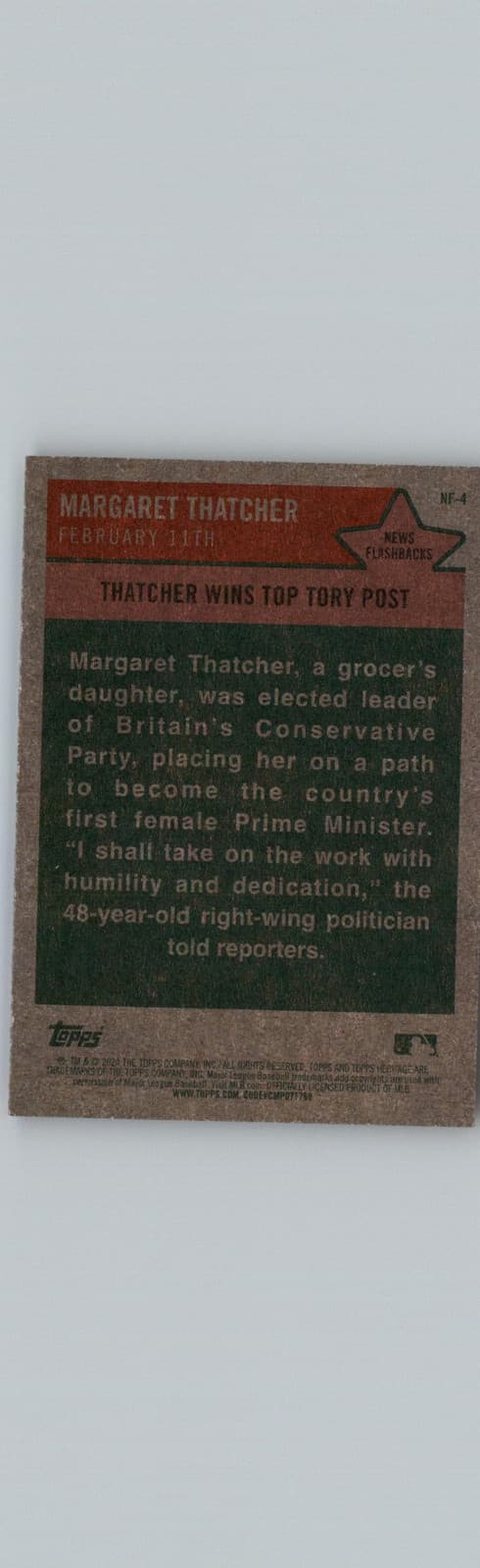 2024 Topps Heritage #NF-4 Margaret Thatcher News Flashbacks - Thumbnail 2