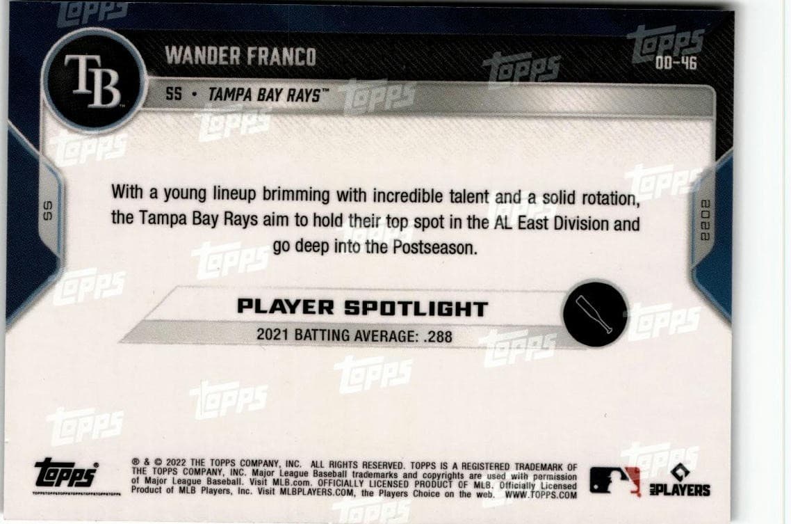 2022 Topps Now Road to Opening Day Tampa Bay Rays #OD-46 Wander Franco - Thumbnail 2