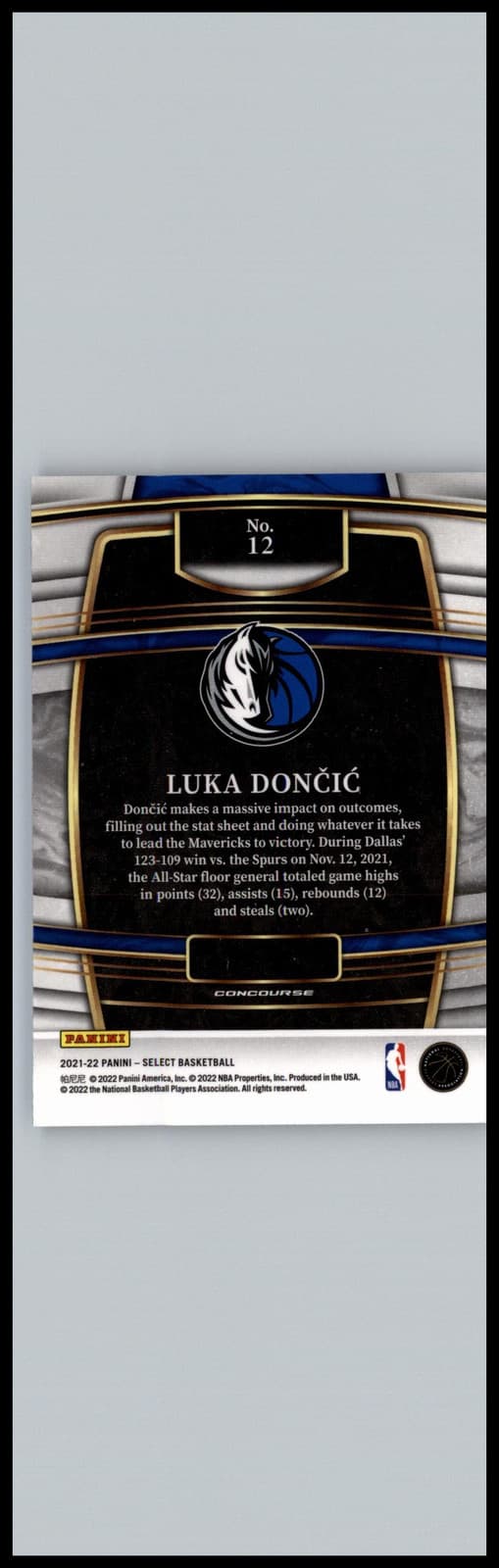 2021-22 Panini Select #12 Luka Doncic Blue (Retail Base) Dallas Mavericks - Thumbnail 2