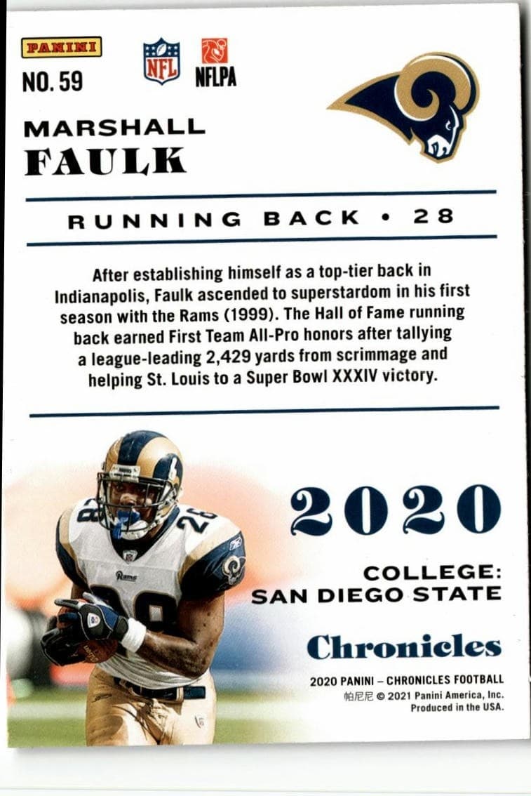 2020 Panini Chronicles #59 Marshall Faulk - Thumbnail 2