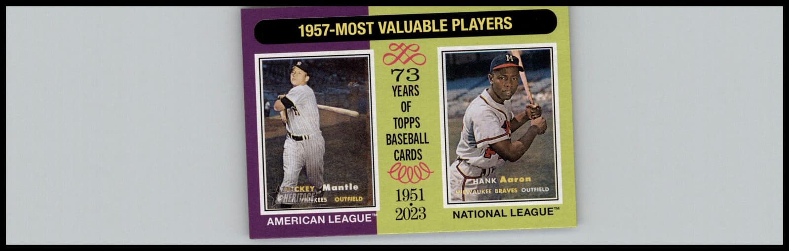 2024 Topps Heritage #190 1957 MVPs (Mickey Mantle / Hank Aaron) MVP Spain - Image 1