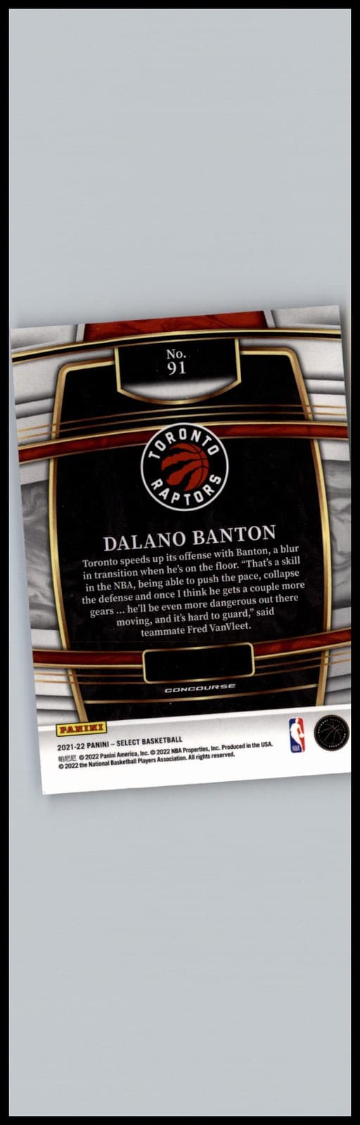 2021-22 Panini Select #91 Dalano Banton Blue (Retail Base) Toronto Raptors - Thumbnail 2