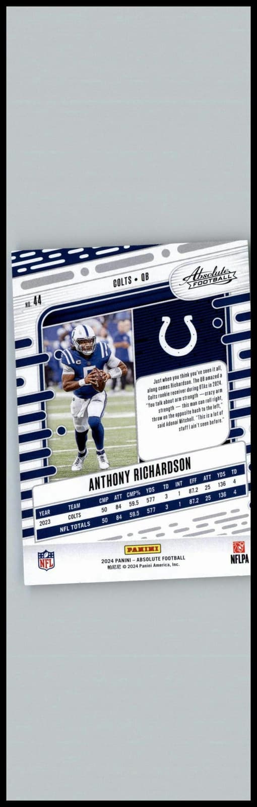 2024 Panini Absolute #44 Anthony Richardson Indianapolis Colts - Thumbnail 2