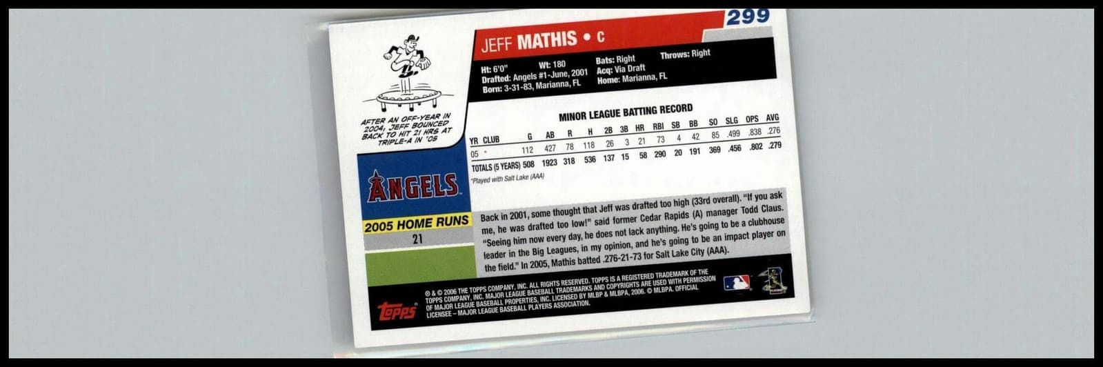 2006 Topps #299 Jeff Mathis Los Angeles Angels - Thumbnail 2