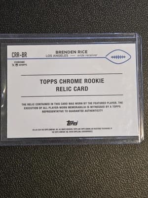 2024 Topps Chrome #CRR-BR Brenden Rice Topps Chrome Rookie Relics - Thumbnail 2