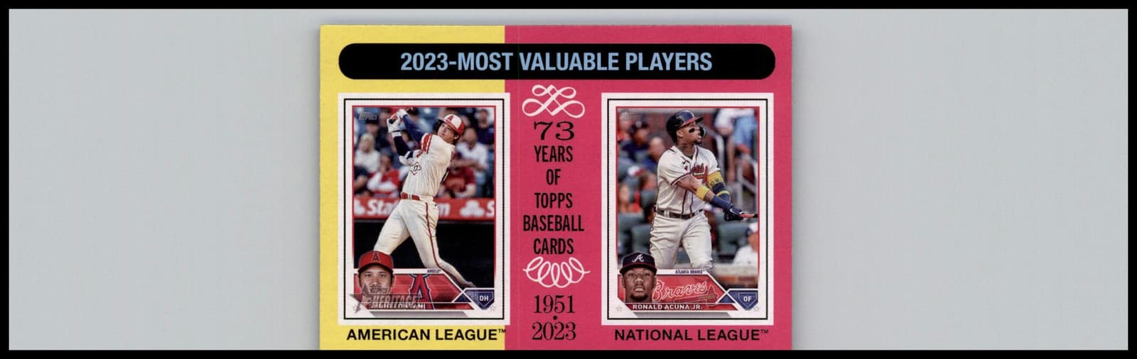 2024 Topps Heritage #204 2023 MVPs (Shohei Ohtani / Ronald Acuña Jr.) MVP - Image 1