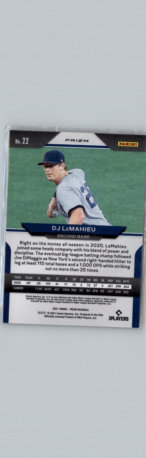 2021 Panini Prizm #22 DJ LeMahieu New York Yankees - Thumbnail 2