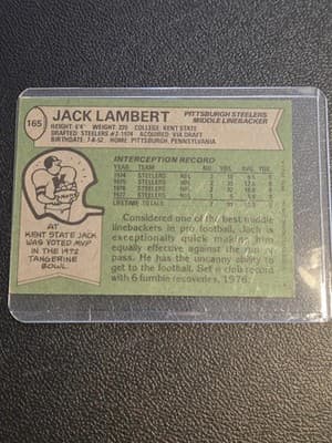 1978 Topps #165 Jack Lambert - Thumbnail 2
