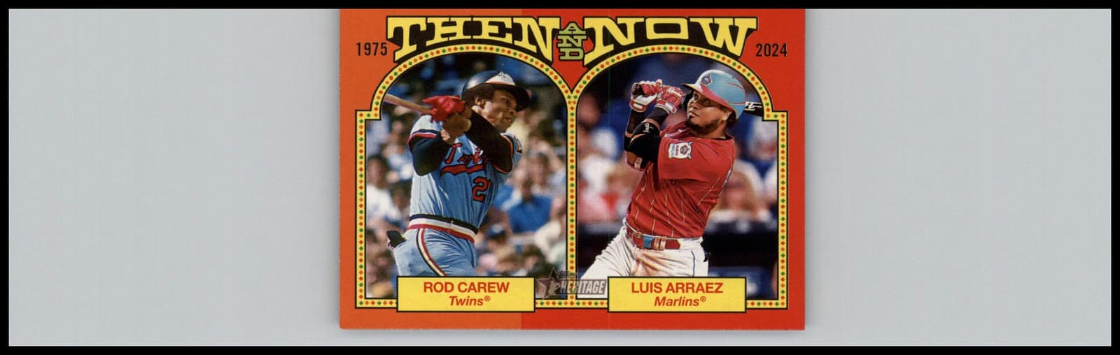 2024 Topps Heritage #TAN-7 Luis Arraez / Rod Carew Then and Now - Image 1