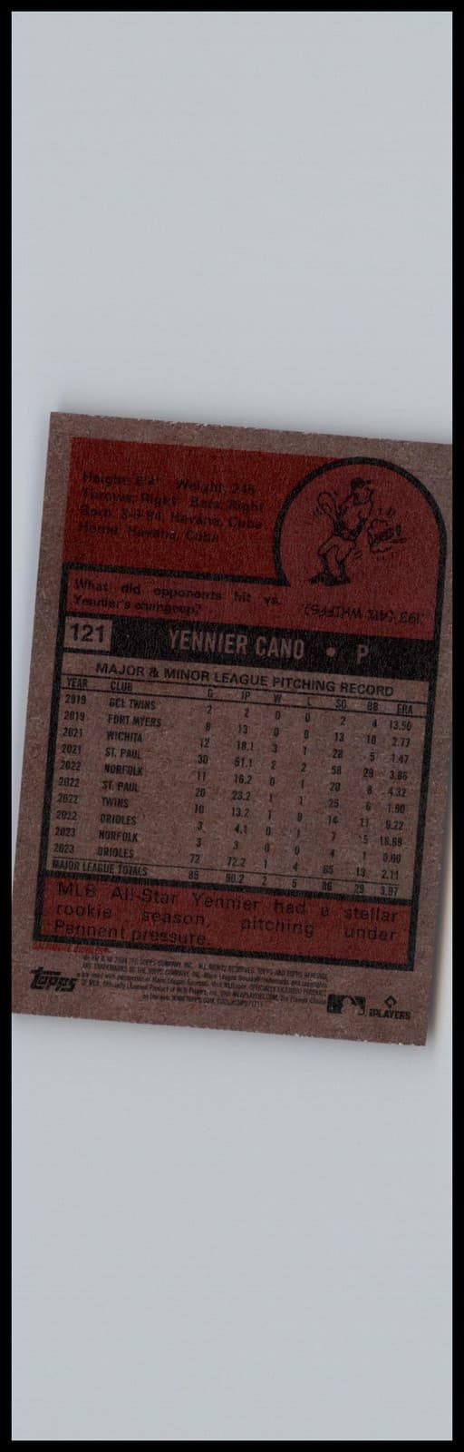 2024 Topps Heritage #121 Yennier Cano Baltimore Orioles - Thumbnail 2