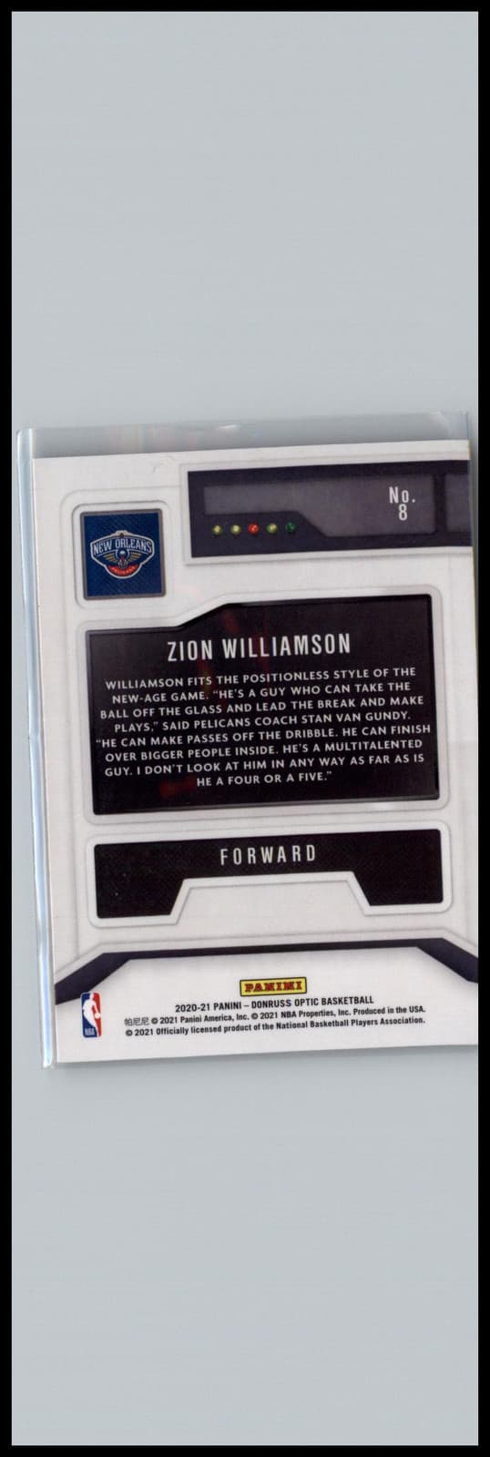 2020-21 Donruss Optic #8 Zion Williamson T-Minus 3...2...1 New Orleans Pelicans - Thumbnail 2
