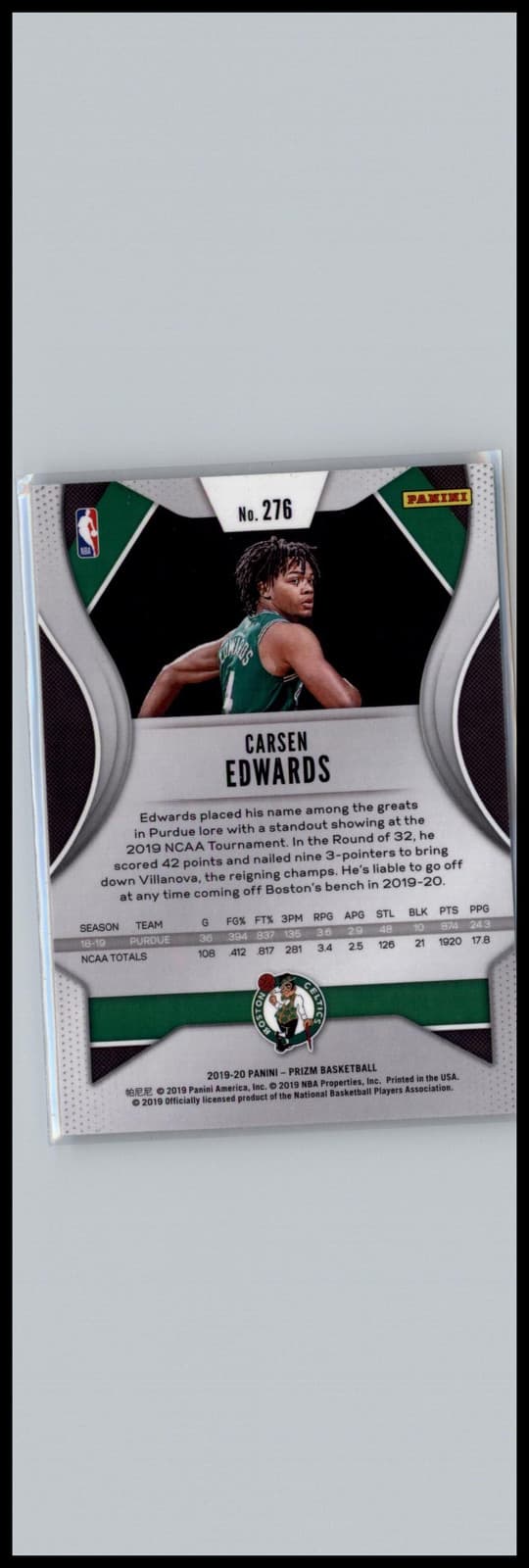 2019-20 Panini Prizm #276 Carsen Edwards Boston Celtics - Thumbnail 2