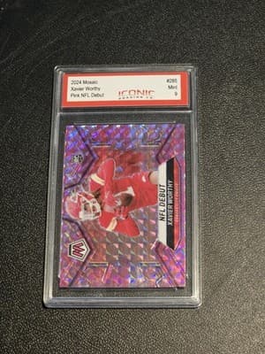 2024 Panini Mosaic #285 Xavier Worthy Mosaic Camo Pink Iconic Grading 9 - Image 1