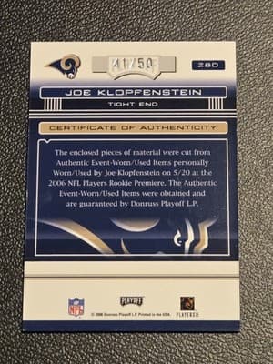 2006 Playoff Absolute Memorabilia J.Klopfenstein Rookie Materials Oversize #/50 - Thumbnail 2