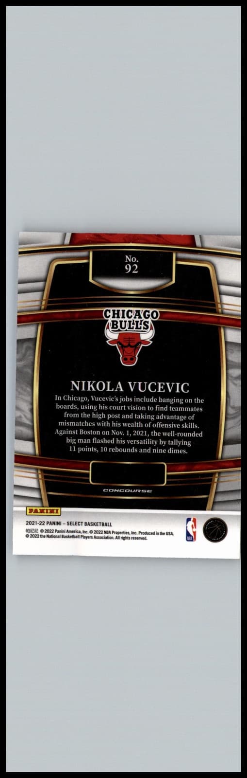 2021-22 Panini Select #92 Nikola Vucevic Blue (Retail Base) Chicago Bulls - Thumbnail 2