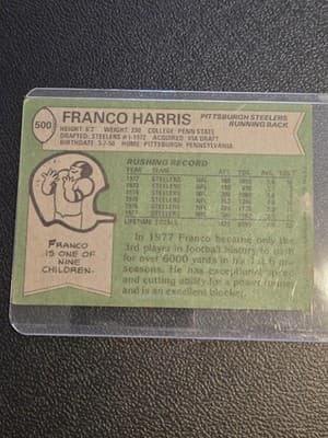 1978 Topps #500 Franco Harris - Thumbnail 2