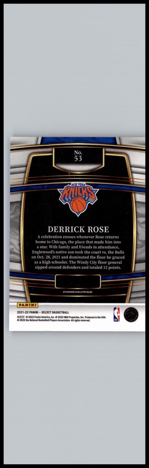 2021-22 Panini Select #53 Derrick Rose Blue (Retail Base) New York Knicks - Thumbnail 2