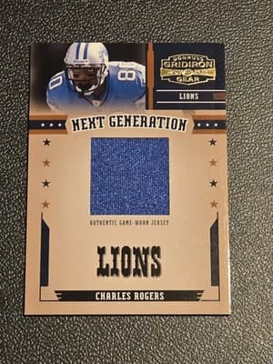 2005 Donruss Gridiron Gear #NG-3 Charles Rogers Next Generation Jerseys #/90 - Image 1