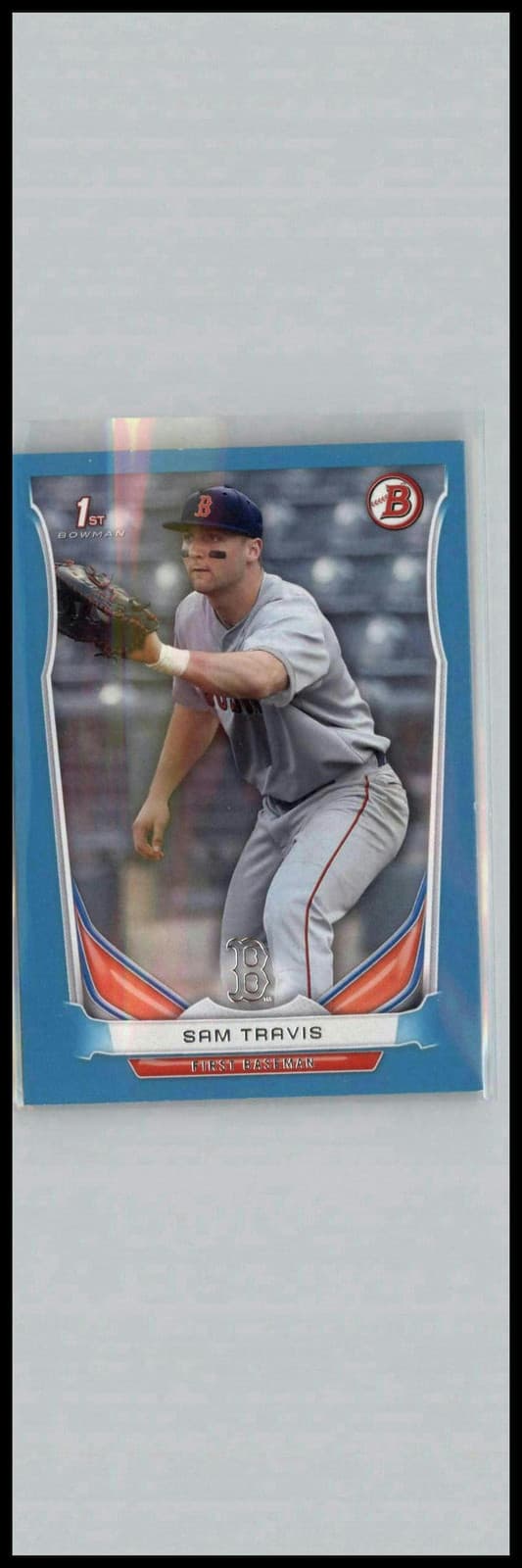 2014 Bowman Draft #DP61 Sam Travis Blue #/399 Boston Red Sox - Image 1