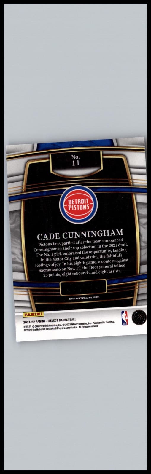 2021-22 Panini Select #11 Cade Cunningham Blue (Retail Base) Detroit Pistons - Thumbnail 2