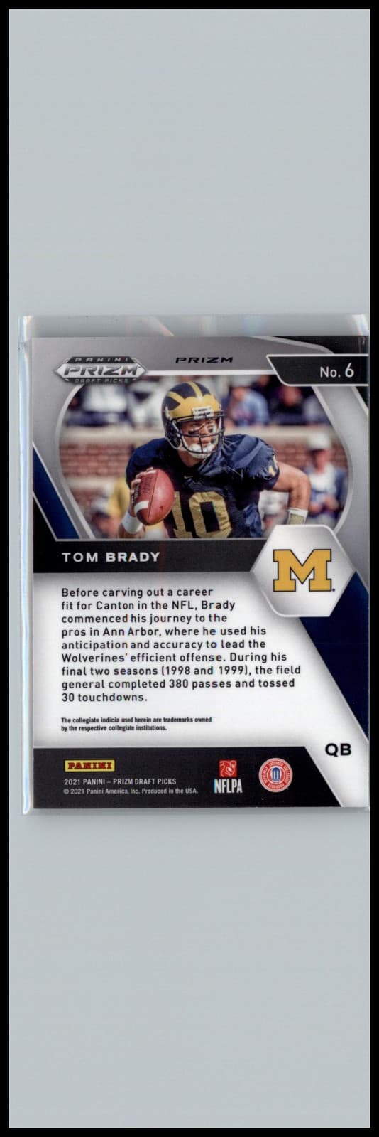 2021 Panini Prizm Draft Picks Collegiate #6 Tom Brady Green Michigan Wolverines - Thumbnail 2